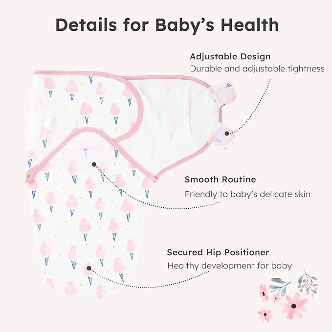 Yoofoss Baby Swaddles for Newborns 100% Organic Cotton, Adjustable Swaddle Sleep Sack 0-3 Months Newborn Swaddle Sack, Breathable Soft(Small)