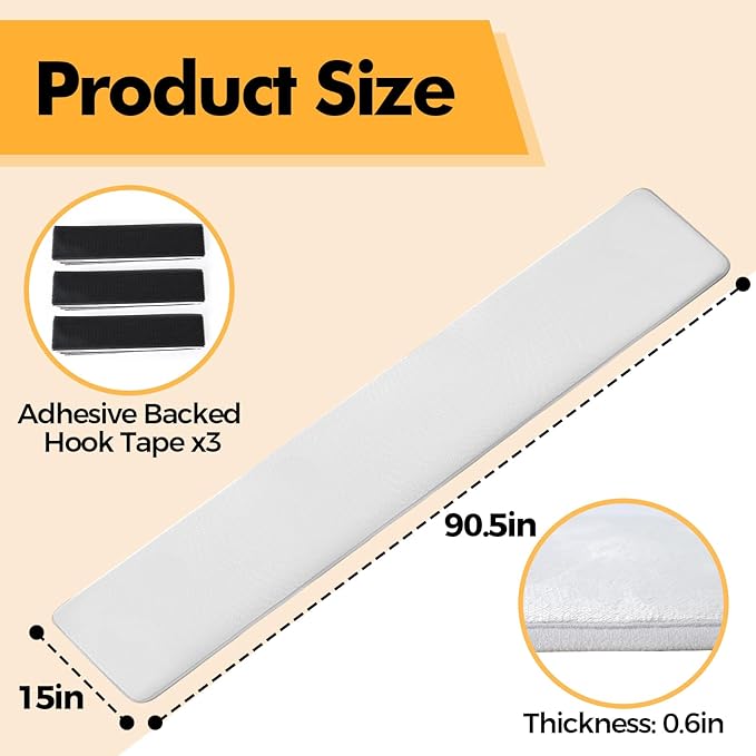 Thick Memory Foam Fireplace Baby Proofing, 90.5x15 in Soft Hearth Cover Baby Proof, Hearth Cushion Fireplace Protectors for Children Proofing, Edge Protector, Grey