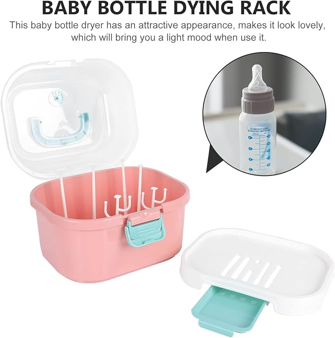 Kisangel Baby Bottle Drying Rack Dish Rack with Cover Bottles Storage Box Dish Strainer Basket for Kitchen Dish Drainers Racks
