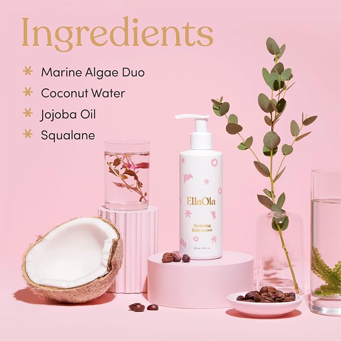 ELLAOLA Soothing Baby Lotion for Dry, Eczema Prone & Sensitive Skin with Jojoba Oil + Squalane - Moisturizing, Nourishing Lotion for Newborns, Babies & Kids, Fragrance Free | 7.8 fl. oz.