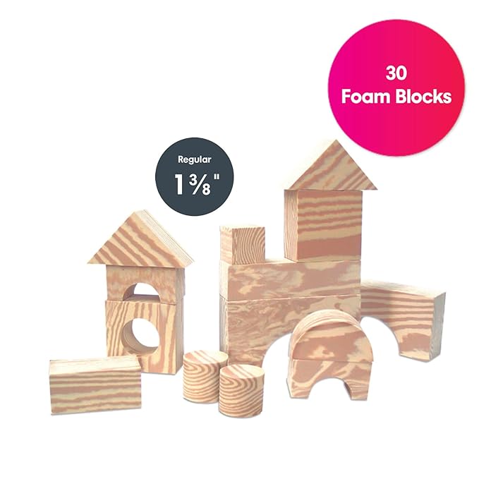 Edushape Wood-Like Soft Blocks, 30 Pieces - Nurture Imagination and Spark Creativity Toys Ideal Birthday Present - for Kids Aged 3+