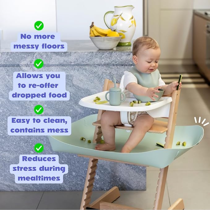 CATCHY -Food Catcher-Compatible with Stokke Tripp Trapp High Chair +11 Other High Chairs-Highchair Sold Separately-Baby & Toddler Food & Mess Catcher-Premium Linen Inspired -Under High Chair Accessory