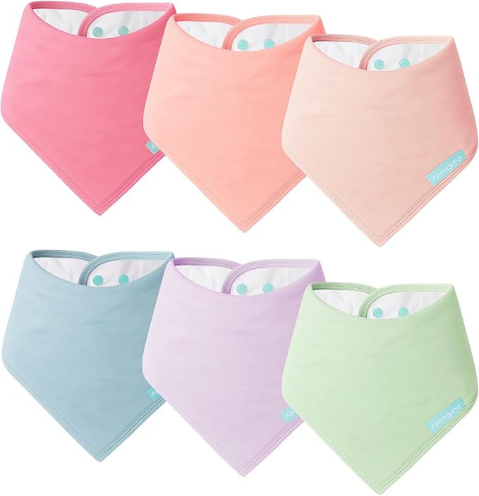 PurComfy SuperSoft Baby Bibs, Premium Bamboo Bandana Drool Bibs for Infant Boys & Girls, Adjustable Snap Bibs, 6-Pack