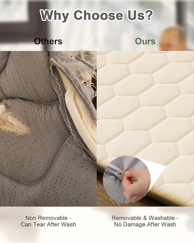 Premium Foam Baby Play Mat 50" x 50" with Removable Cover, Extra Thick Padding Playpen Mat, Non-Slip Floor Mat, Stylish & Easy to Clean for Crawling Baby, Infants & Toddlers, Beige