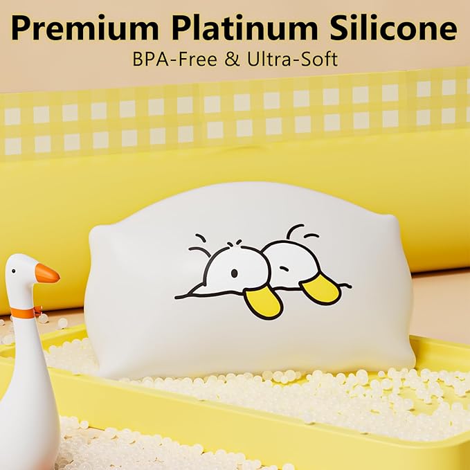 Dealswin Night Light for Kids, LED Squishy Ultra-Soft Cute Light Up Duck Magnetic Base, Dimmable Nursery Nightlight Gifts for Baby Room Decor, Rechargeable Bedside Touch Lamp for Breastfeeding