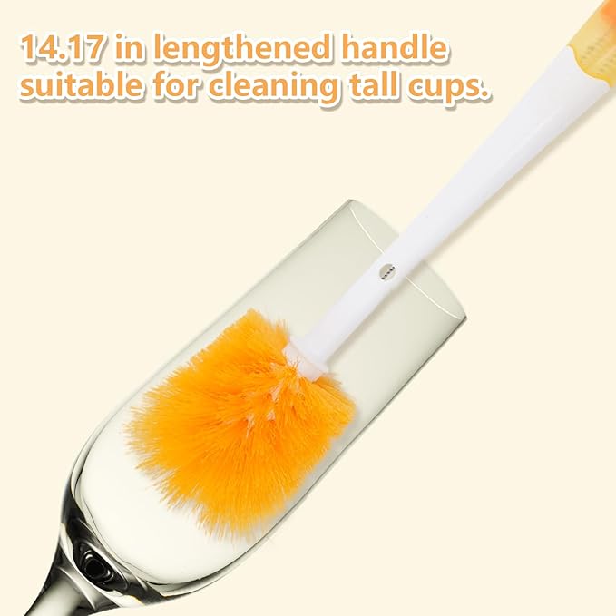 Multifunctional 5-in-1Cleaning Brushes for Household use Detachable Long Handle Cup Brush+ 2 Hooks,Applicable to Bottle Brush Cleaner, Straw Cleaner Brush,Detail Brush for Cup Lid Gap