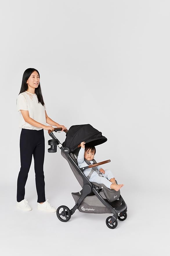 Ergobaby Metro+ Deluxe Compact Baby Stroller - Foldable, Lightweight Umbrella Stroller - Folds Down for Overhead Airplane Storage (Carries up to 50 lbs) - Car Seat Compatible - Skyline Shawdow