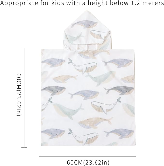 Toddler & Kids Hooded Bath & Beach Towel - Microfiber Wearable Poncho for Bathroom, Pool, Beach