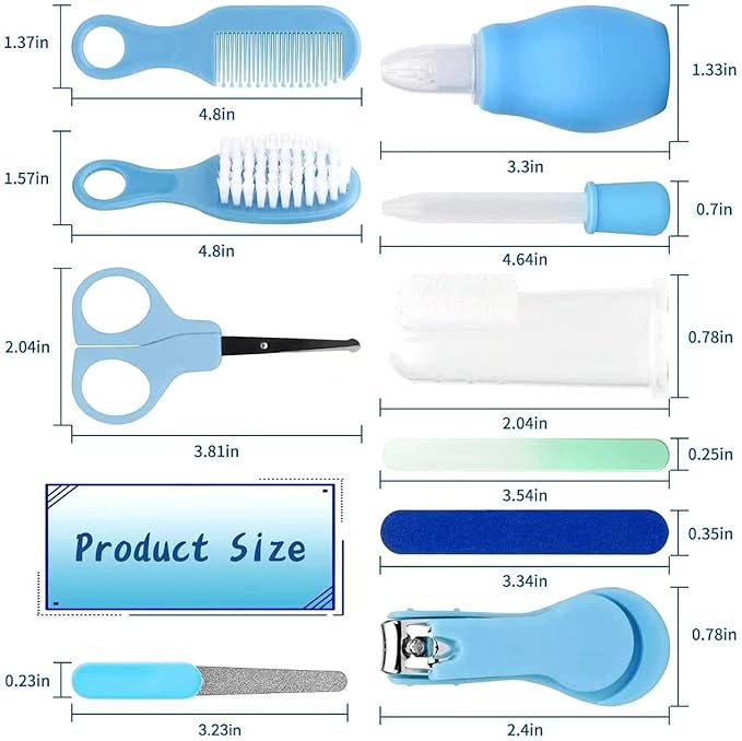Baby Grooming Kit, Infant Safety Care Set with Hair Brush Comb Nail Clipper Nasal Aspirator,Baby Essentials Kit for Newborn Girls Boys