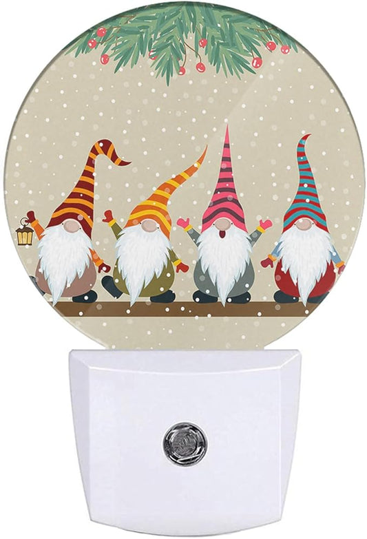 EKOBLA Gnome Night Light Christmas Winter Decorative Santa Elf Snowflakes Plug in Nightlights Home Dusk to Dawn Smart Sensor LED Lamp for Men Women Boys Girls Gift