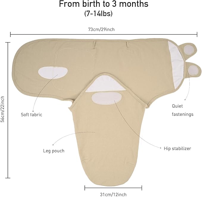 Baby Swaddle Sacks, 3-Pack Newborn Organic Cotton Swaddle Wrap, Adjustable Swaddle Blankets, Nursery Swaddling Essentials for Newborn 0-3 Months, Infant Shower Items Gift (Cat & Leaves)