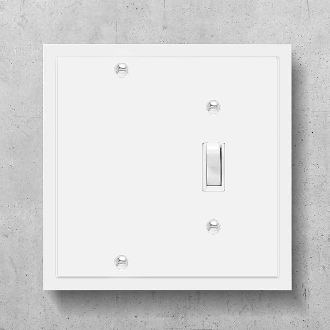Modern Edge Decorative Wall Plate Switch Plate Outlet Cover, Durable Solid Zinc Alloy (Blank/Toggle, White)