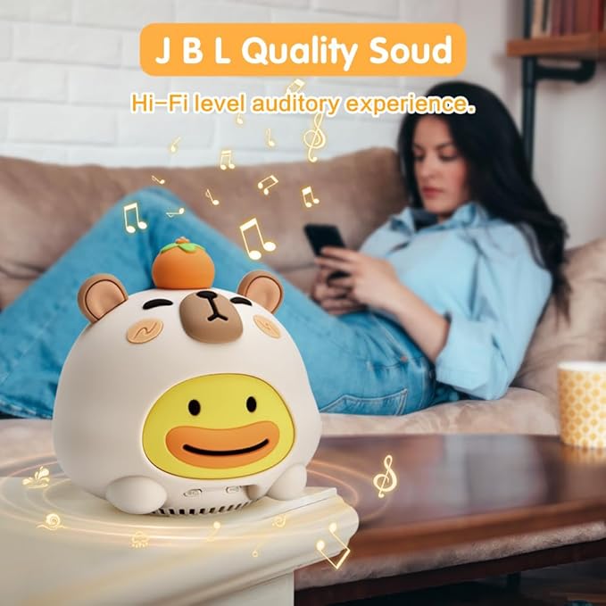 Baby Sound Machine, 20 Soothing Sounds White Nosie for Sleeping, Rechargeable Night Light with Speaker, 3 Brightness Levels Remote and Tap Control, Nursey Lamp for Baby, Kids Bed Room (Capybala)