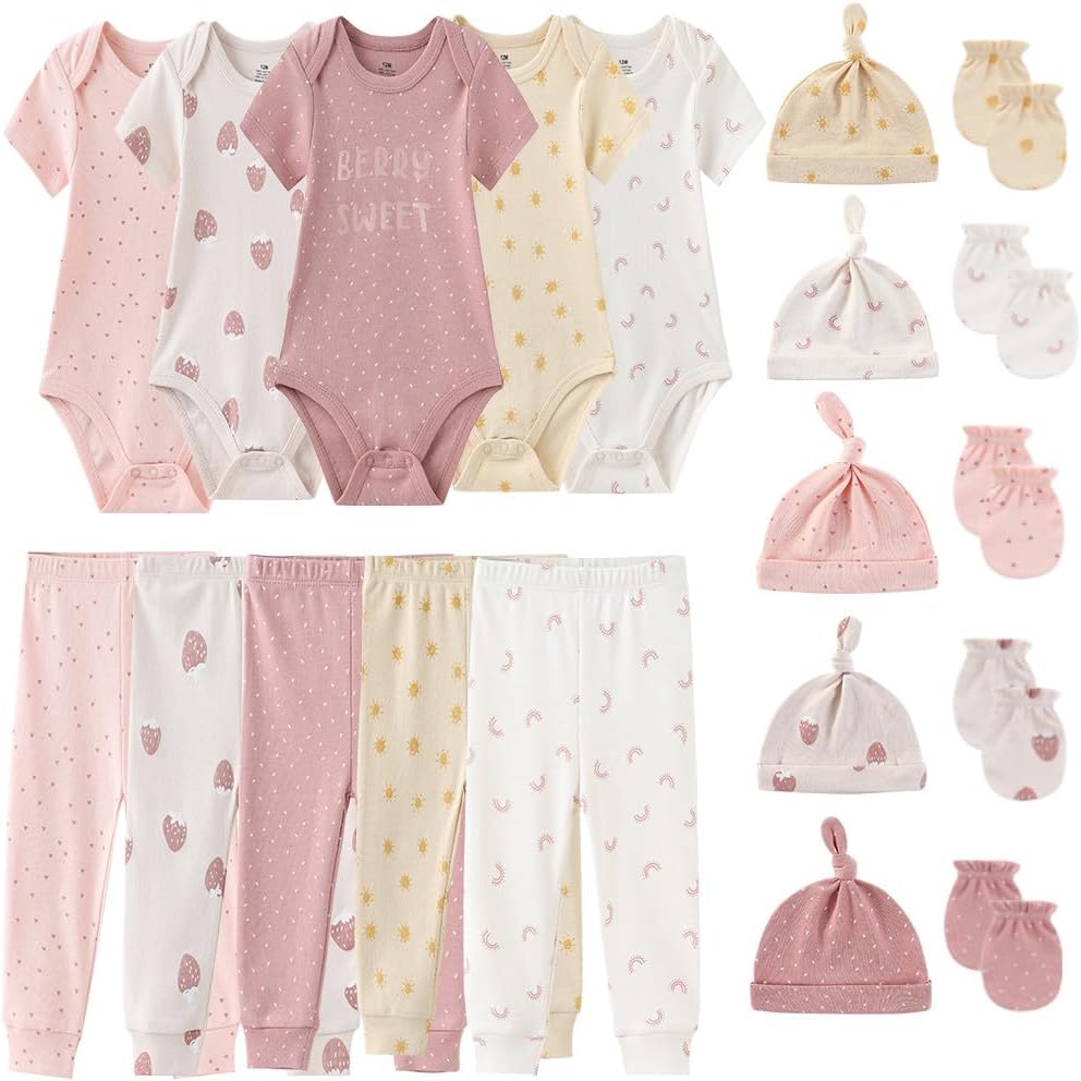 Kiddiezoom Unisex Baby Layette Essentials Giftset Clothing Set 19-Piece For Newborn Baby