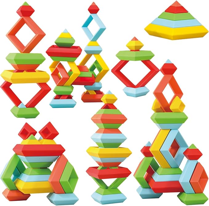 Large Building Blocks Set - 30 Giant Blocks for Stacking - Develops Hand Eye Coordination & Cognitive Skills - Ages 4-8 - Indoor & Outdoor Play