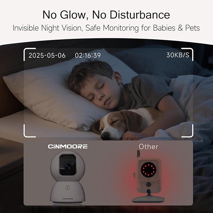 5G Security Camera Indoor 3-Pack, No-Monthly-Fee AI Tracking Facial Recognition, 3K Pet/Dog Camera with Speaker/Phone App, PTZ WiFi Baby Monitor Cameras for Home Security, 0-Glow Night Vision