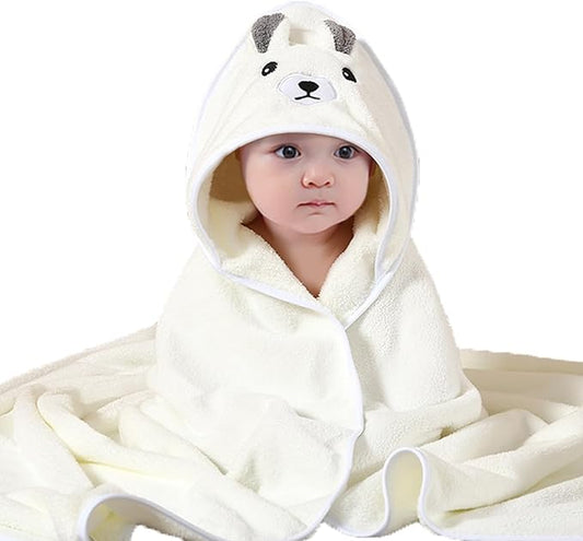 Hooded Baby Towels, 4 Packs Premium Soft Baby Bath Towels with Hood for Babies, Toddler, Infant - Ultra Absorbent, Baby Stuff Shower as Best Gifts for Boys and Girls (4Pack) (White Bear)