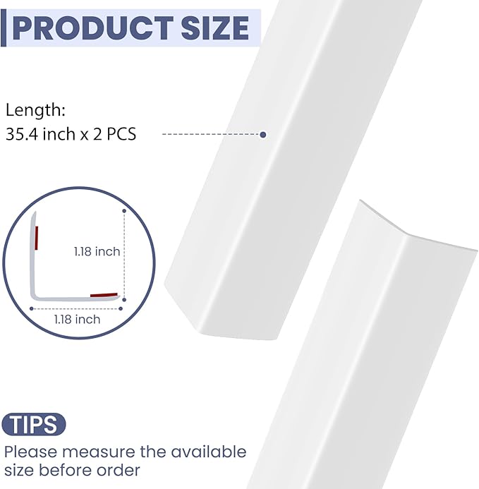 2PCS Wall Corner Protectors Guards - Self Adhesive Corner Protector & Corner Guards for Walls Edge Protection, Easy to Apply - No Tools Needed(Pure White, 35.4"x1.18")