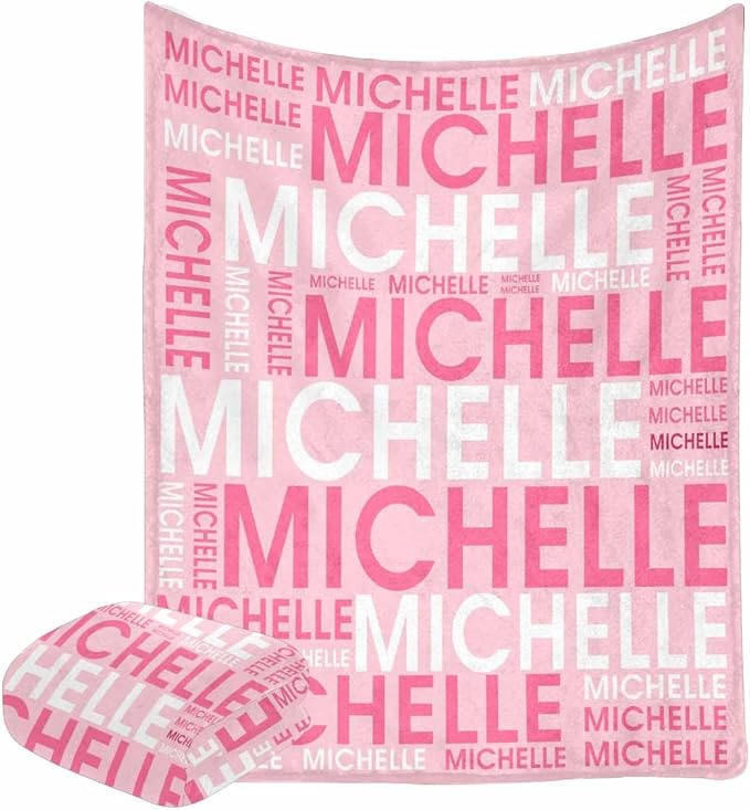 M YESCUSTOM Personalized Baby Blankets for Kids with Names,Customized Baby Blankets for Girls Adult Toddler Custom Soft Throw Blanket Birthday Christmas Valentines Day Pink