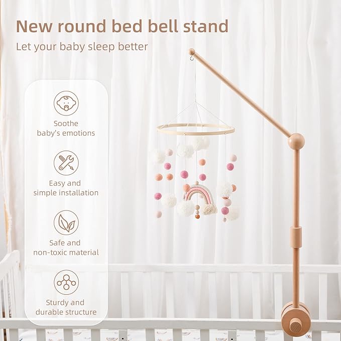 let's make Baby Crib Mobile Arm - Wooden Baby Mobile Crib Holder 31 inch for Mobile Hanging Baby Crib Attachment for Nursery Decor