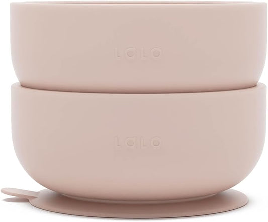 Lalo Suction Bowls - 2 Pack, 100% Silicone Non-Toxic BPA-Free Baby Bowls with Suction Base To Prevent Accidental Tip-Overs - Silicone Bowls For Babies And Toddlers - Grapefruit