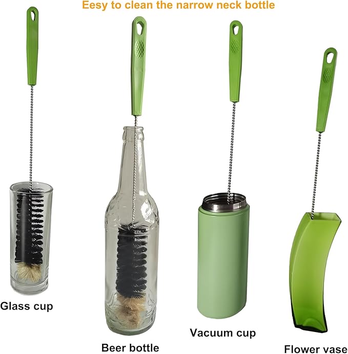 16" Water Bottle Brush for Cleaning, Dokpod Long Handle Bottle Cleaner Brush, Narrow Bottles Scrubber Brushes, Hummingbird Feeder Cleaning Brushes, Cup Cleaner Brushes, for Meat Grinder, for Pipe
