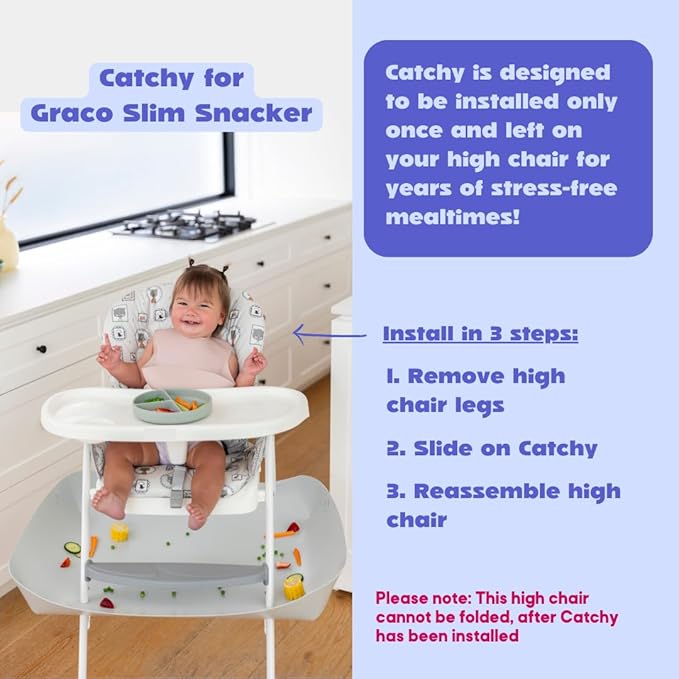 CATCHY - Food Catcher - Compatible with Graco Slim Snacker High Chair + 11 Other High Chairs - Highchair Sold Separately - Baby & Toddler Food & Mess Catcher - Under High Chair Accessory