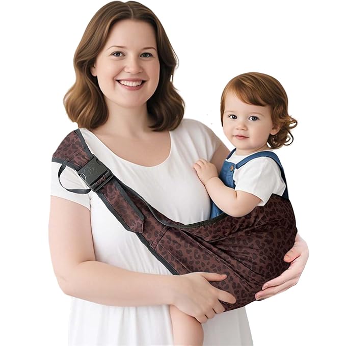 Baby Sling Carrier Toddler Carrier Boys Girls Newborn to Toddler Safety Adjustable Non-Slip Baby Half Wrapped Sling Baby -Carrying 8-35lbs (Deep Leopard)