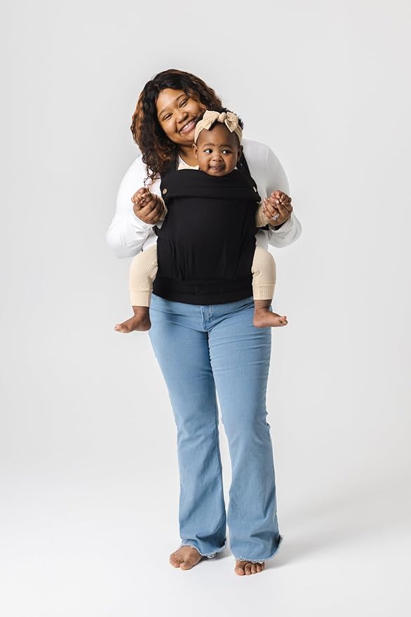 Mabē Monarch Ergonomic Baby Carrier – Premium Cotton Soft Structured Newborn to Toddler Carrier with Hip-Healthy Design, 3 Carry Positions (7-35lbs), Lightweight & Breathable, (Ebony)