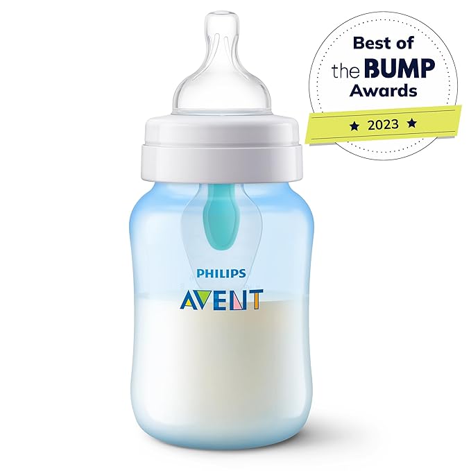 Philips Avent Anti-Colic Bottle with AirFree Vent, 9oz, with Flow 2 Nipples, 1m+, 4pk, Blue, SCY703/24 (Pack of 6)