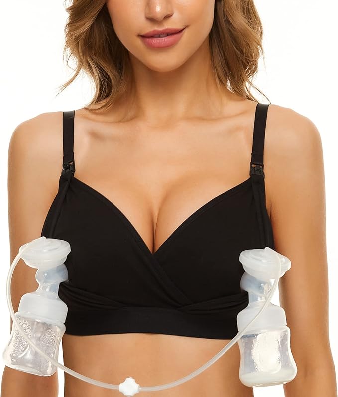 Pumping Bra Hands Free Pumping Bra and Nursing Bra Adjustable Wireless Comfortable Pump Bra Plus Size Fits Breast Pumps