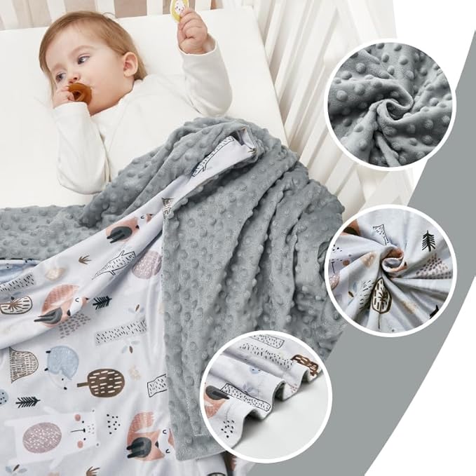 QSTEHEML Baby Blankets for Boys Neutral,Super Soft Nursery Minky Blanket Unisex, Baby Gifts Double Layer with Dotted Backing, Newborn Blankets for Crib Stroller(Fox, 30 * 40inch)