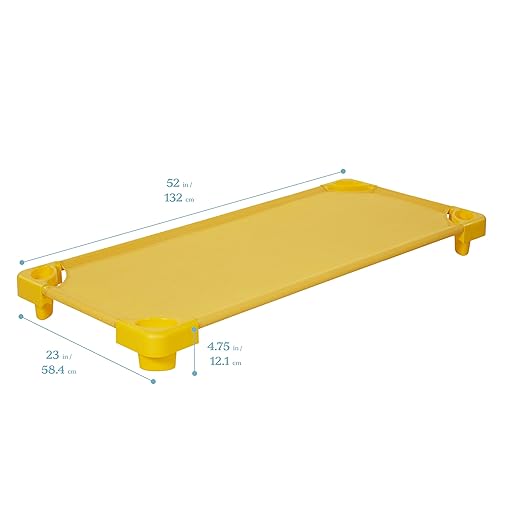 ECR4Kids Stackable Kiddie Cot, Ready-to-Assemble, Standard Size, Classroom Furniture, Yellow, 6-Pack