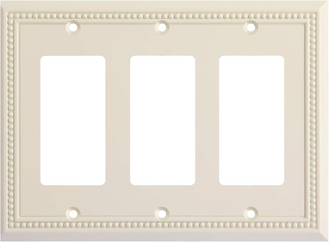 Henne Bery Sunken Pearls Heavy Duty Decorative Wall Plate Switch Plate Outlet Cover, Durable Solid Zinc Alloy (Triple Decorator, Light Almond)