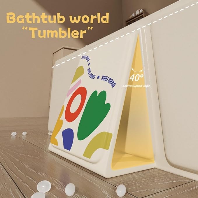 Foldable Bathtub for Kids, Toddler Bath Tub with Drain Plug, Foldable Baby Shower Tub ，Portable Bathroom, Cat Dog Wash Shower Basin (White)