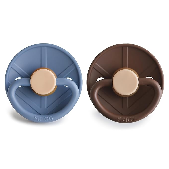 FRIGG Little Viking Natural Rubber Baby Pacifier 2-Pack | Made in Denmark | BPA-Free (Ocean View/Cocoa, 0-6 Months)