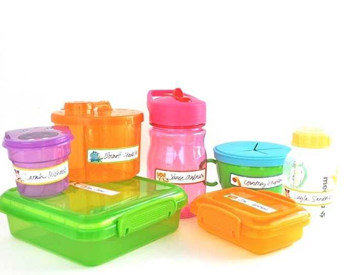 Bottle Labels, Write-On Name, Self-Laminating, Waterproof, Baby Bottle Label for Daycare, Made in The USA (Animal Friends Set of 2)