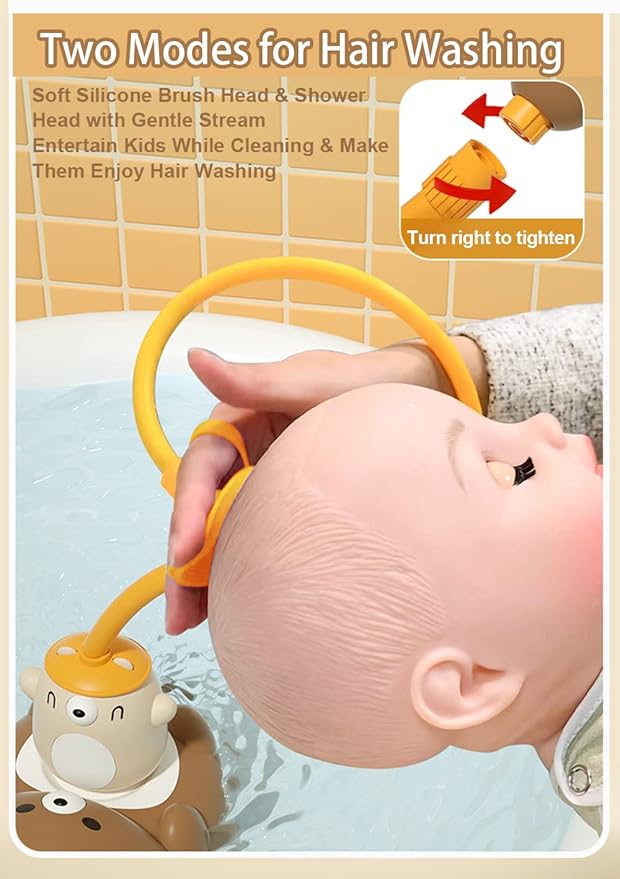 Bath Toys for Toddler 3-4 Years, 5 Modes Baby Bath Shower Sprayer for 1 2 Year Old, Bear Sprinkler Bathtub Toy with Shower Head for Boys Girls Ages 4-8 Gifts