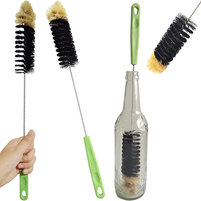 2 Pack 16" Bottle Brush, Dokpod Long Handle Cleaning Brushes for Long Narrow Neck Bottle Cleaning Water Beer Wine Sports Bottle Thermos Flask Bottles Cleaning Hummingbird Feeder Vase Cleaning Brushes