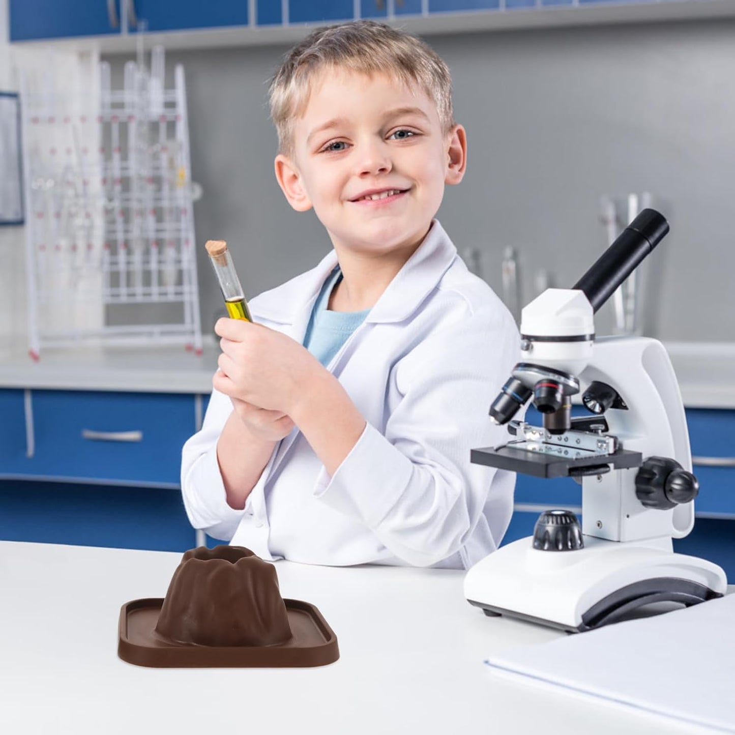 Volcano Science Kit for Kids：School Figure Model Experiment，DIY Demonstration Props Erupting Volcano Toy Fun Educational Science Experiment for Ages 4-6 Perfect for Group Activities and Stem Learning