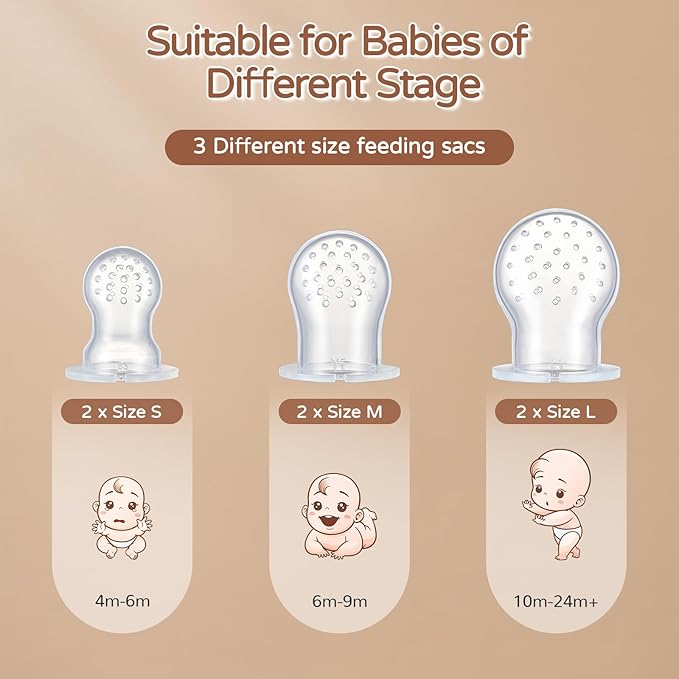 2 Pack Silicone Baby Fruit Feeder with Mini Freezer Tray, Breastmilk Popsicle Molds for Infant Teething Relief, Baby Teethers, Fresh Food Feeder for Safe Infant Self Feeding - Purple