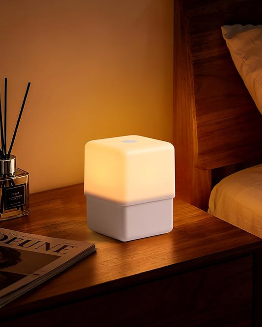 JJ&RY Night Light for Kids and Adults, Funny Lift Bedside Touch Lamp, Baby Nursery Nightlight, 2600K Soft Warm Yellow, Dimmable Small Cordless Night Lamp for Nightstand/Bedroom/Children's Room