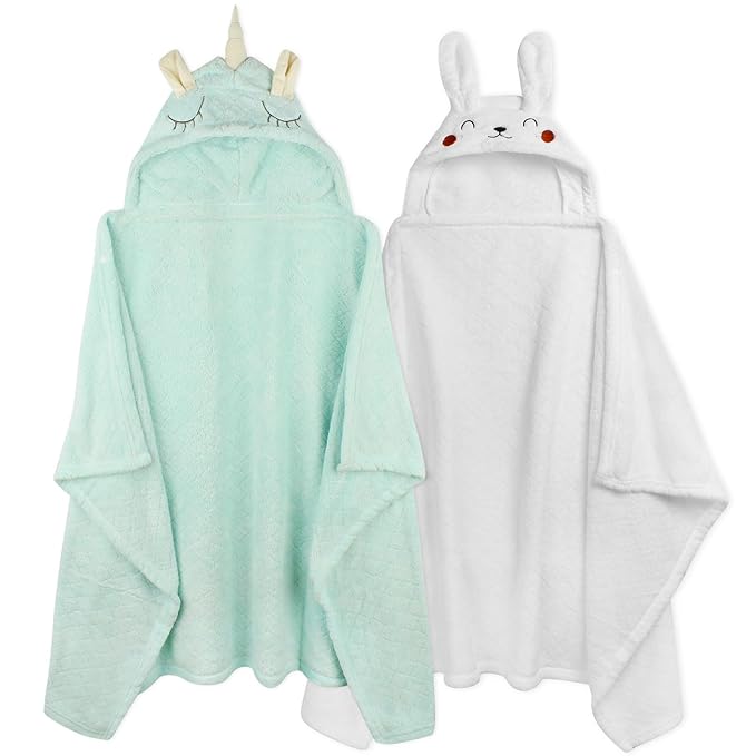 Toddler Bath Towel Hooded Kids Bath Towels for Boy Girl 0-5 Years, 2-Pack Soft Absorbent Toddler Beach Towels for Baby Essential, Large Thick 50''x32''