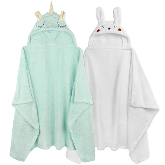 Toddler Bath Towel Hooded Kids Bath Towels for Boy Girl 0-5 Years, 2-Pack Soft Absorbent Toddler Beach Towels for Baby Essential, Large Thick 50''x32''