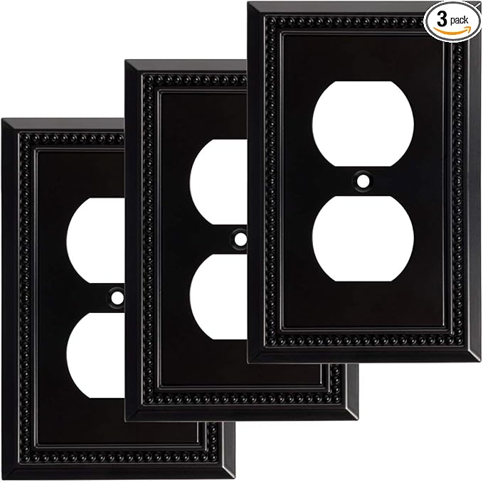 Henne Bery Sunken Pearls Heavy Duty Switch Plate/Wall Plate/Outlet Cover (Single Duplex 3PK, Matte Black)