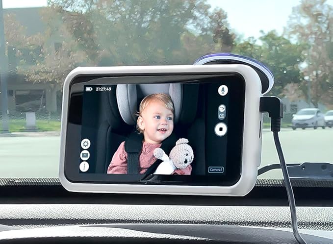 Tiny Traveler Baby Monitor - Tiny Wireless Basic Kit (TT002PBB) with Power Bank - Wireless Baby Car Monitor Camera, 8 Hours Power Bank, Night Vision, Video Record & Share, 5" Touchscreen LCD - Black