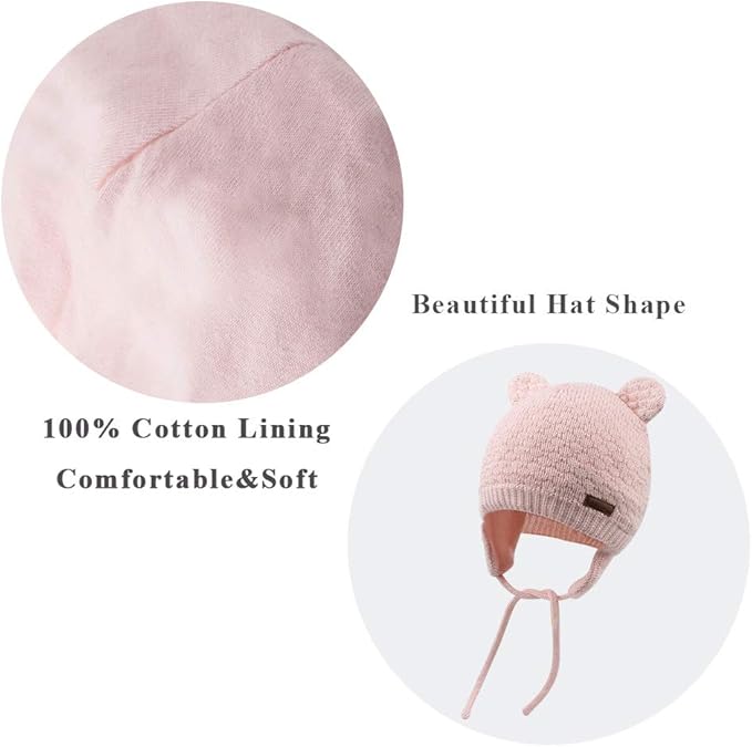 XIAOHAWANG Baby Hat Cute Bear Toddler Earflap Beanie Warm for Fall Winter
