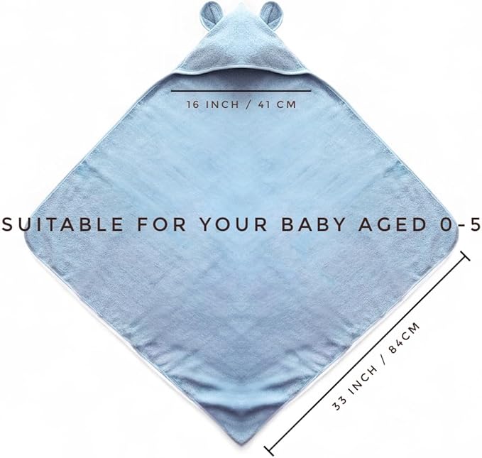 Organic Cotton Toddler Poncho Towel 33"x33" – Ultra-Soft Hooded Bath & Beach Towel with Bear Ears – Absorbent Kids Towel for Boys & Girls 0-5T, Premium for Pool, Bath & Travel (Coral)