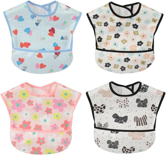 Baby bibs Waterproof Toddler bib - Feeding bib with Pocket for Infant Boy Girl Washable 6-36M