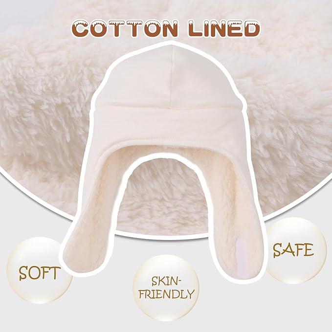 Bear Baby Winter Hat Toddler Earflap Beanie Unisex Infant Snow Cap Warm Fleece Kids Trapper Hats for Girls Boys 0-36M